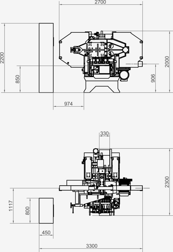 Tenkořezná Pásová Pila RE-MAX 500 CNC Naklápěcí - Rozměry stroje