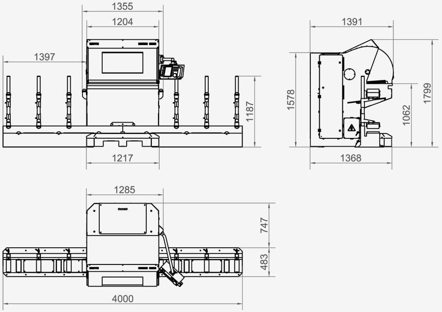 CNC Profilschleifmaschine für Bandsägeblätter NBS 200 - Maschinenabmessungen