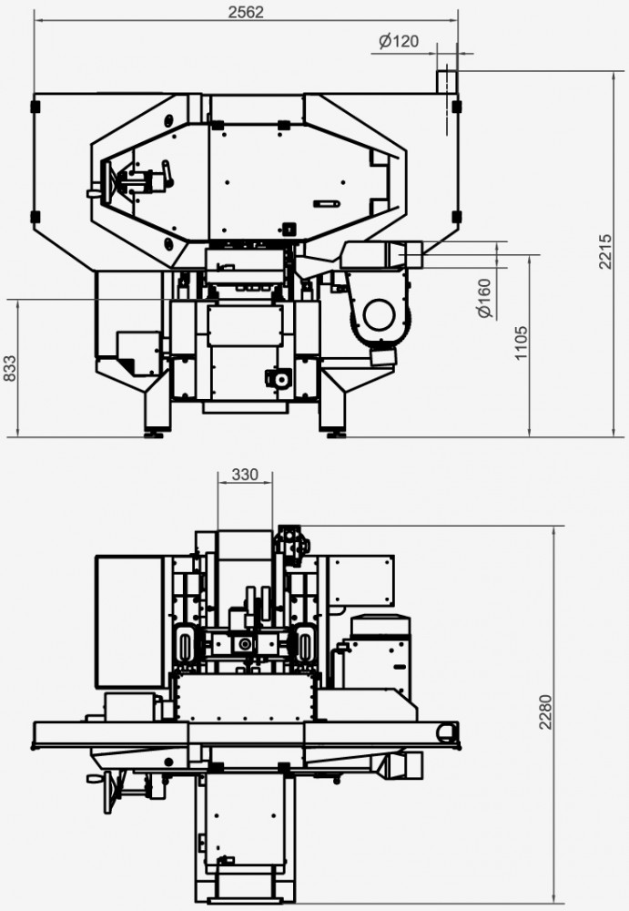 Scie à ruban à coupe fine RE-MAX 330 CNC - Dimensions de la machine