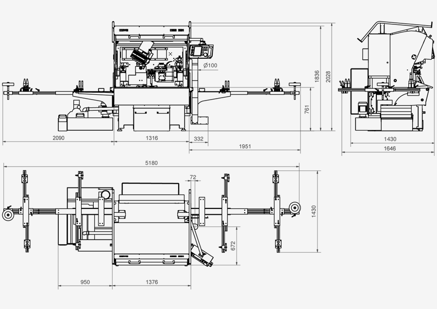 Schärfmaschine für Bandsägeblätter NBS 301 - Maschinenabmessungen